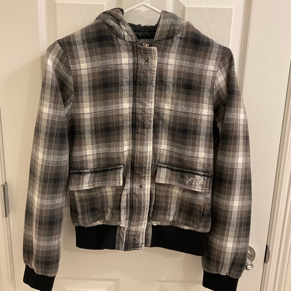 Volcom Plaid Zip Up Hoodie Ladies Small